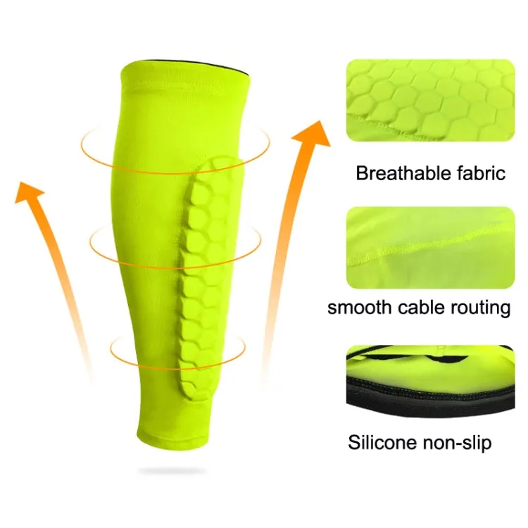Sports Outdoor Basketball Ride Honeycomb Anti -Collision Leg Protection  L (Black）
