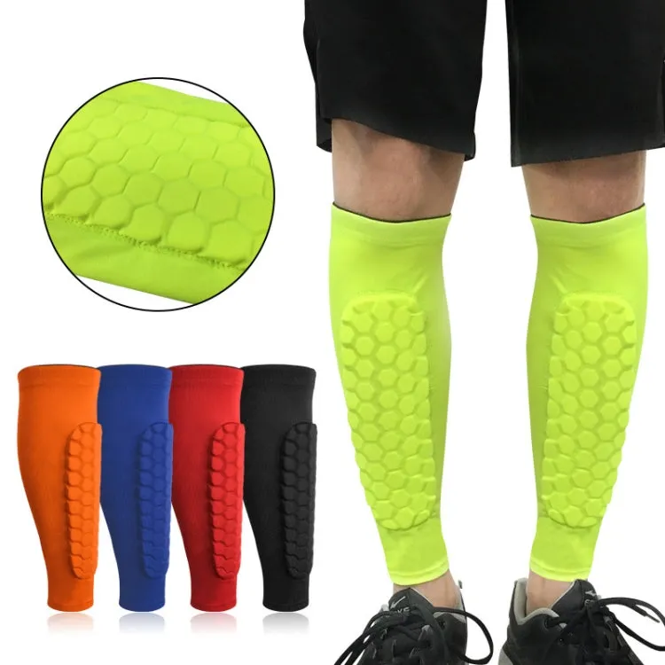 Sports Outdoor Basketball Ride Honeycomb Anti -Collision Leg Protection  L (Black）